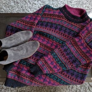 Vintage chunky oversized fair isle knit sweater